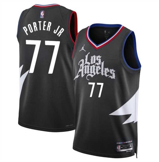 Mens Los Angeles Clippers #77 Kevin Porter Jr Black Statement Edition Stitched Jersey Dzhi